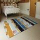 image 3 of Beautiful meadow flowers on candy colorful brush stripe (Rug) Multi | XL: 160x230cm