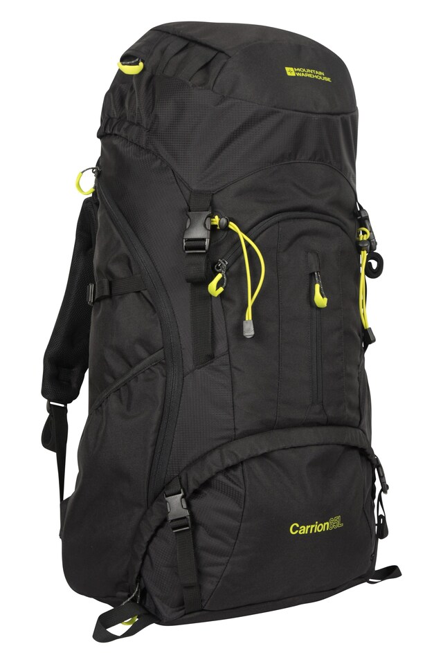 image 1 of Mountain Warehouse Carrion 65L Rucksack Padded Airmesh Hiking Camping Travel Backpack