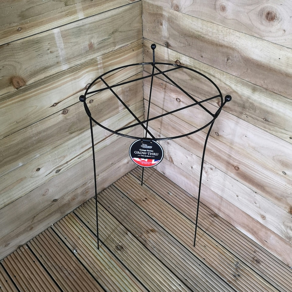 image 1 of Pack of 2 Tom Chambers Cottage Heavy Duty Black Metal Steel Herbaceous Garden Plant Support Grow Through Large 80cm x 45cm
