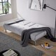 image 5 of Double Sofa Bed Folding Chair Armrests Grey Crushed Velvet Metal Legs Couch