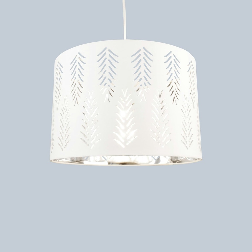 image 1 of First Choice Lighting Set of 2 Spruce White Cut Out Shades with Chrome Inner White | Chrome
