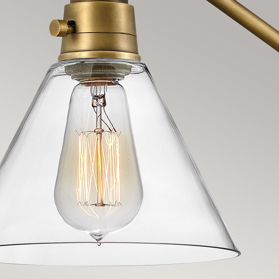 image 1 of Hinkley Arti Dome Wall Lamp Contemporary Heritage Brass, Clear Glass Shade 1x E27