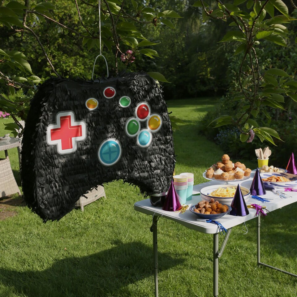 image 1 of Fax Potato 3pc Game Controller Pinata Set with Stick & Blindfold - Blue Stick