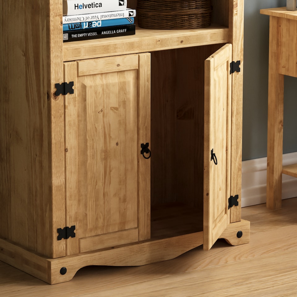 image 1 of Vida Designs Corona 2 Door Bookcase Storage Shelf, Solid Pine Wood