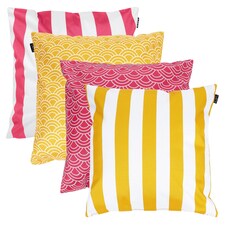4PK Cushion, Deck Stripe, x2 Pink,x2 Yellow