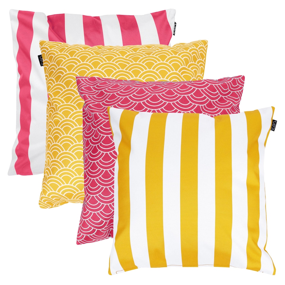 image 1 of 4PK Cushion, Deck Stripe, x2 Pink,x2 Yellow