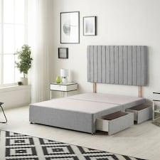 Texas Divan Bed Base with 2 Drawers & 30 Inch Headboard Linen Fabric | Silver | Silver