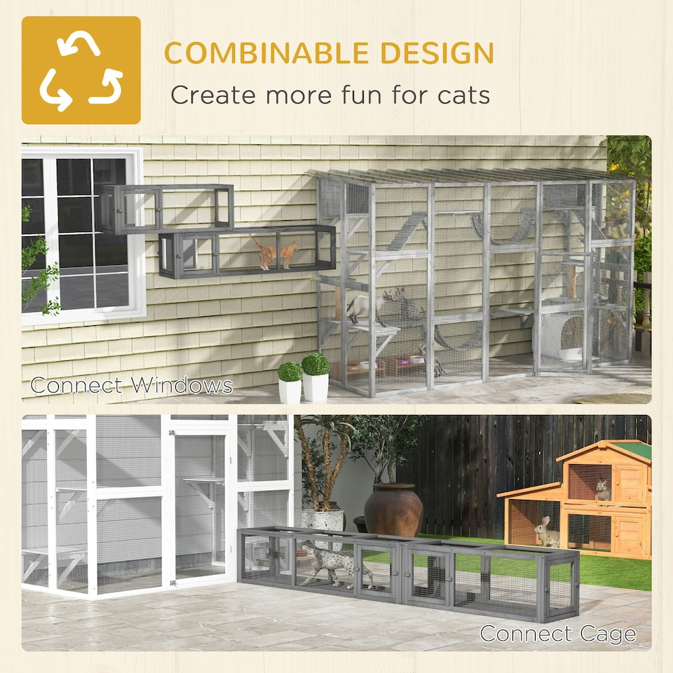 image 1 of PawHut Cat Tunnel, 250cm Extra Long Wooden Cat Play Tunnel with Eight Doors