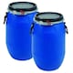image 3 of 150L Blue Open Top UN Approved Blue Plastic Keg Barrel Drum With Lid & Latch Ring | Blue