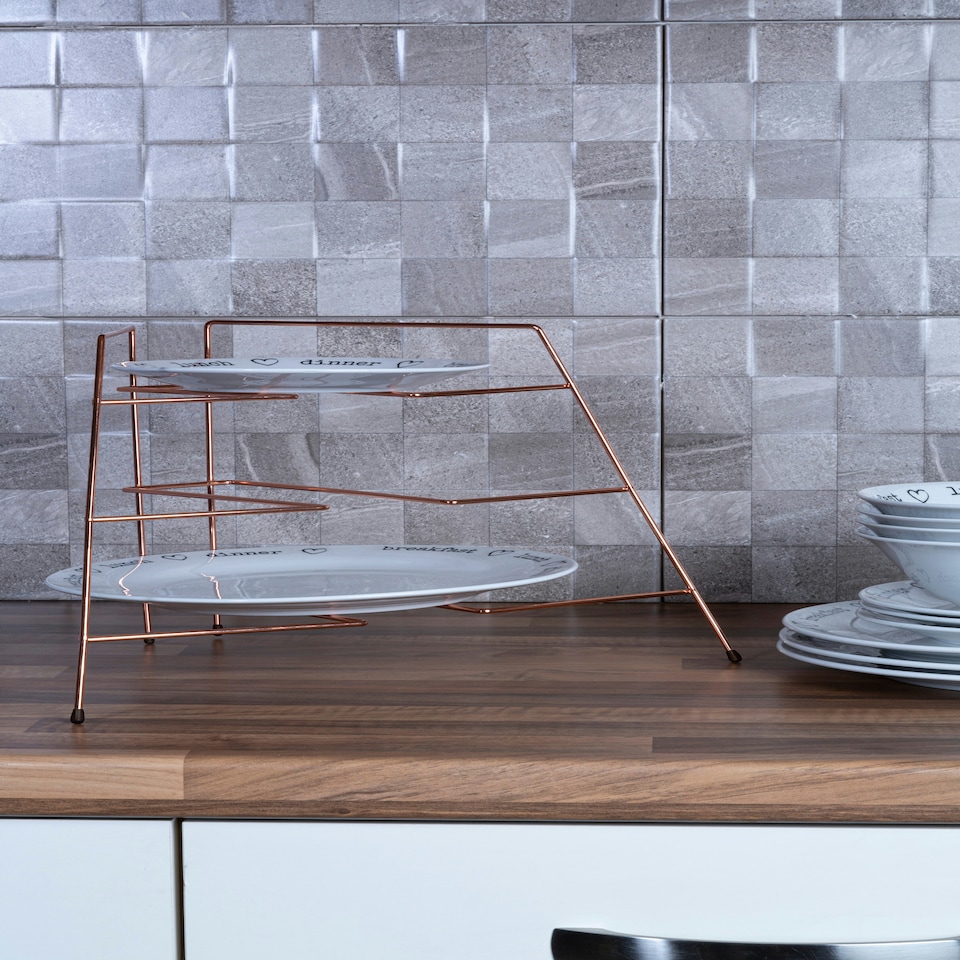 image 1 of Rowan Copper Plated Corner Plate Rack Gold