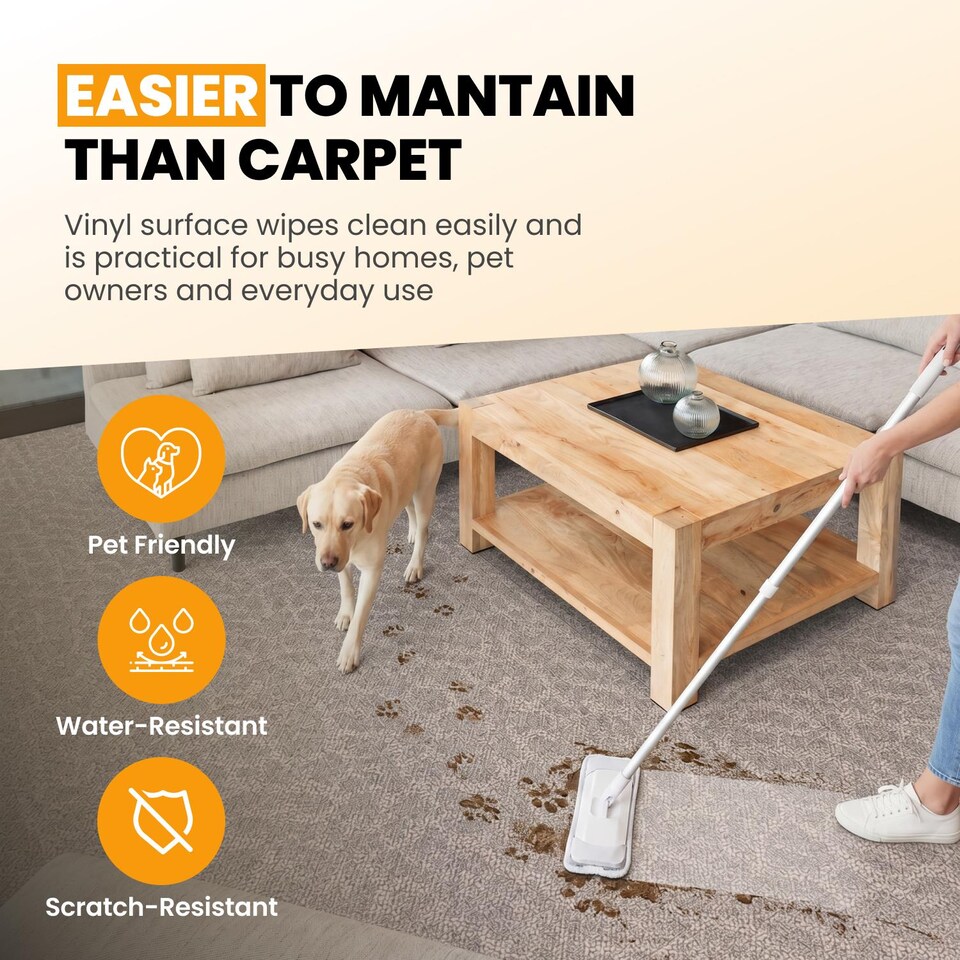 image 1 of NOVECRAFTO Self Adhesive Vinyl Floor Tiles 45x45cm Carpet Effect Peel and Stick