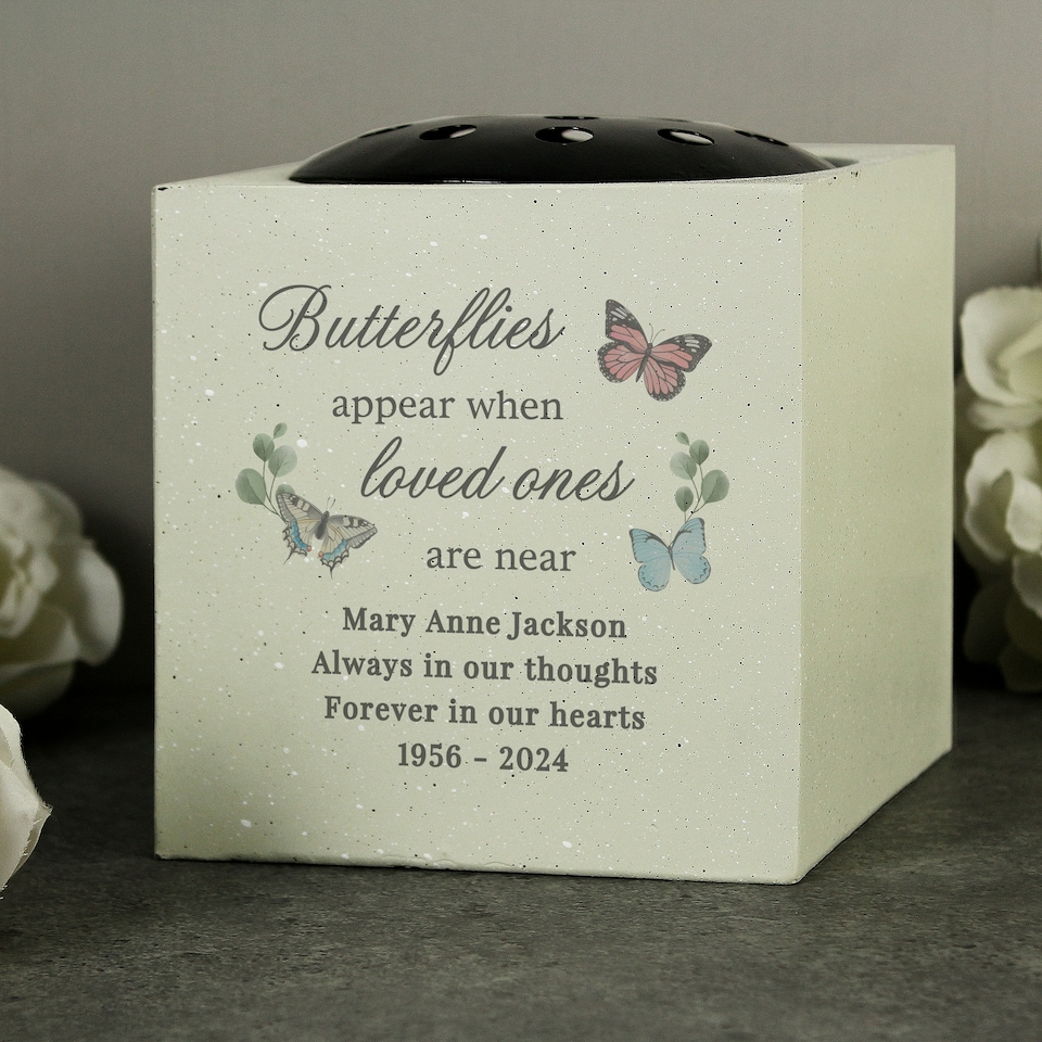 image 1 of Personalised Butterflies Appear Memorial Vase