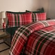image 3 of OHS Traditional Christmas Check Soft Microfibre Duvet Cover and Pillowcase Set | Red | King
