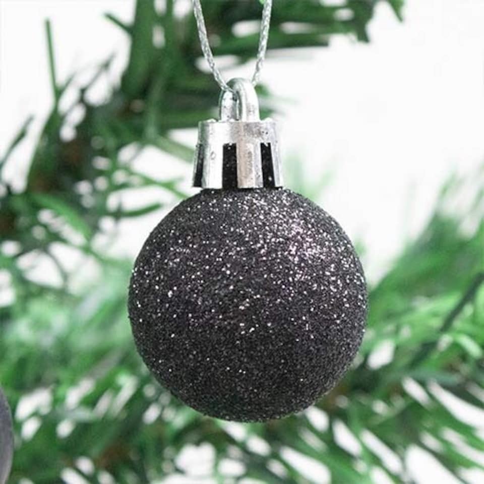 image 1 of Black Shatterproof Christmas Baubles 3cm - Pack of 12