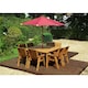 image 3 of Traditional Eight Seater Table Set with 6 x Chair Cushion, 1 x Bench Cushion, 1 x Burgundy Parasol & Base & Cushion Storage Bag