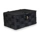 image 1 of Twisted Black Paper Rope Picnic Basket Black | Black | S