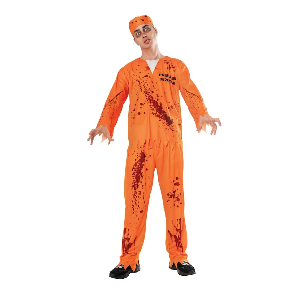 Bristol Novelty Mens Bloody Convict Costume - Orange/Red/White - M M