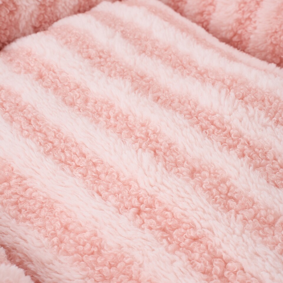 image 1 of Living and Home Soft Striped Plush Pet Bed for Cats & Dogs | Pink | One Size | 1