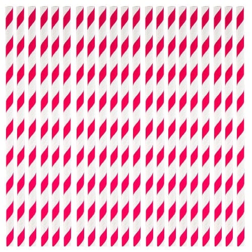 Fuchsia Pink Paper Straws - Pack of 50