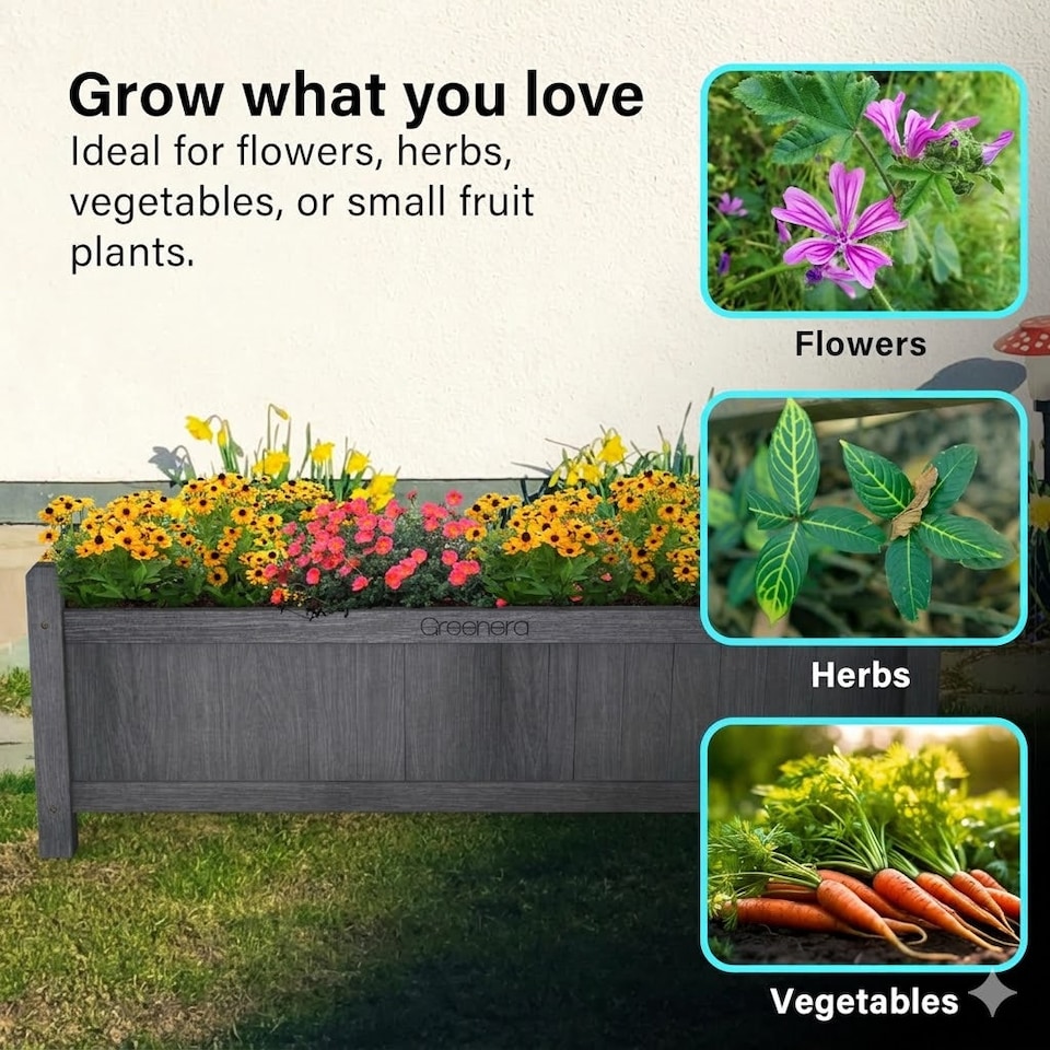 image 1 of Wooden Planter Rectangle Modern Pot Flower Bed Outdoor Garden - Large | Multi