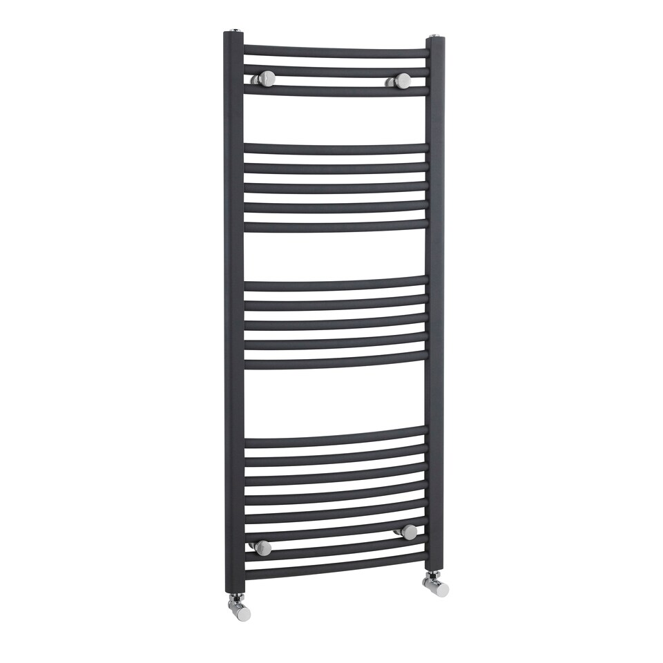 image 1 of Heated Vertical Towel Rail Curved 1689 BTU Anthracite 1150x 500mm | Grey | Anthracite | 1