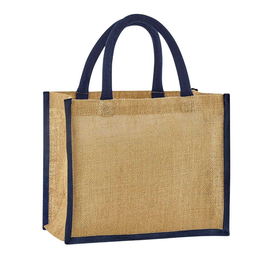 image 1 of Westford Mill Starched Jute Midi Tote Bag | Multi | Natural/Navy | One Size | 1