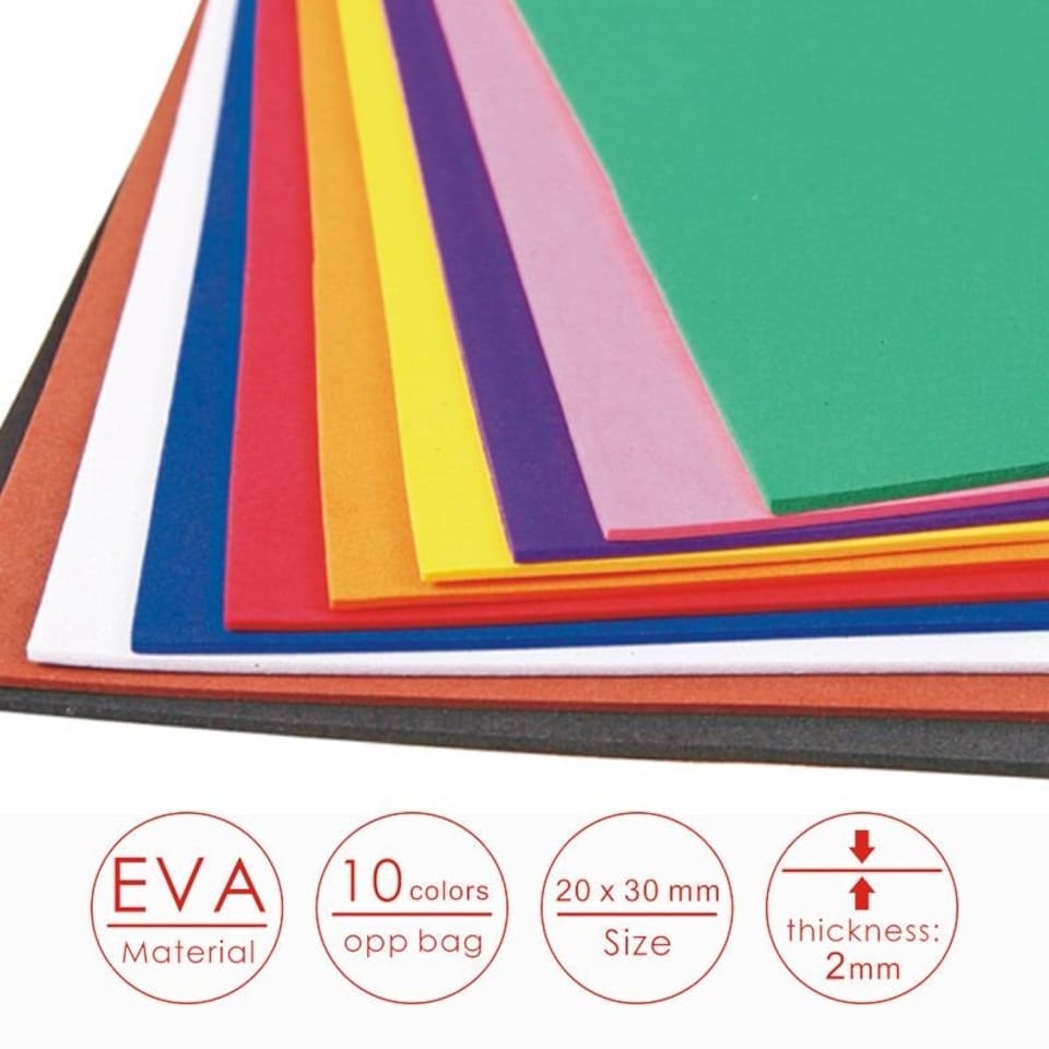 image 1 of Pack of 10 Handmade Eva Sponge Papers 20 x 30cm | Multi | One Size