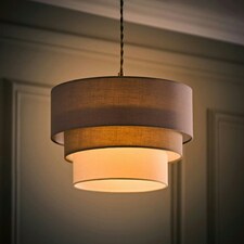 ValueLights Aztec 3 Tier Grey Fabric Ceiling Light Shade