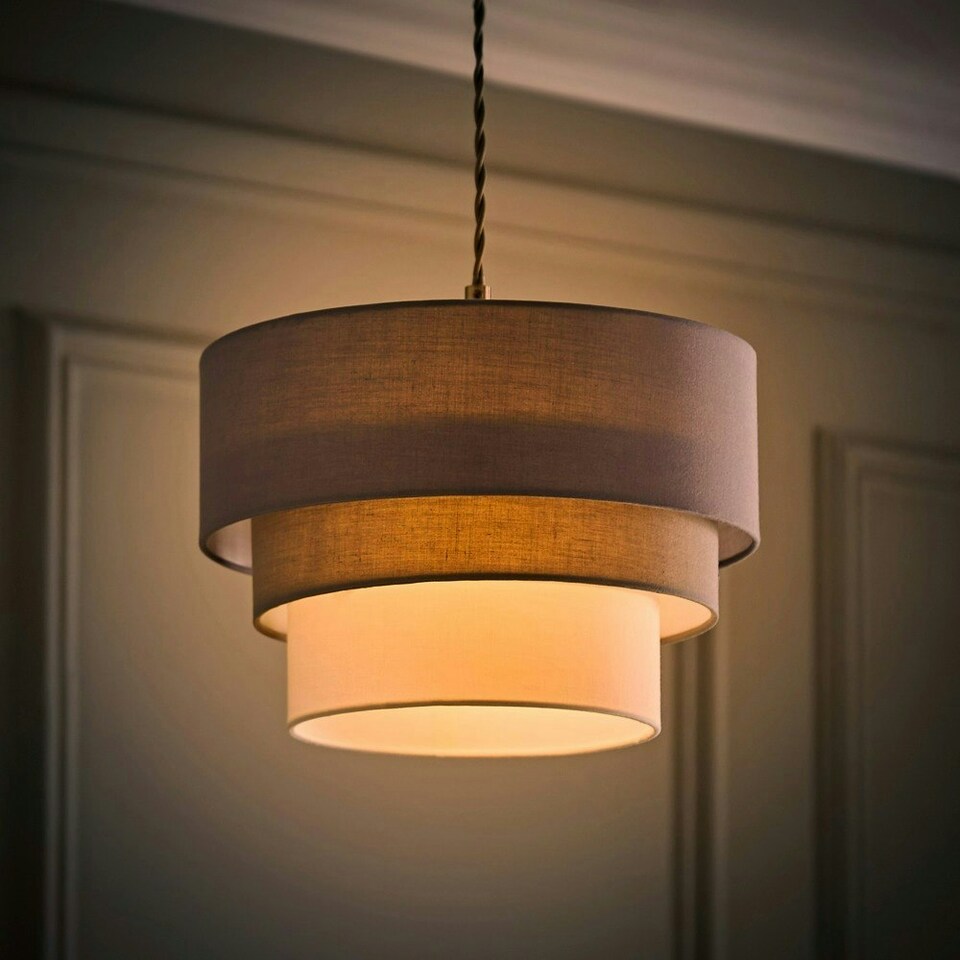 image 1 of ValueLights Aztec 3 Tier Grey Fabric Ceiling Light Shade