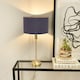 image 3 of ValueLights Maggie Gold Candlestick Table Lamp Navy Shade & Bulb | Gold
