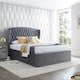 image 3 of 5ft King Size Velvet grey ottoman fabric upholstered buttoned storage gas lift up bed frame. Front lift up underbed storeage bed frame