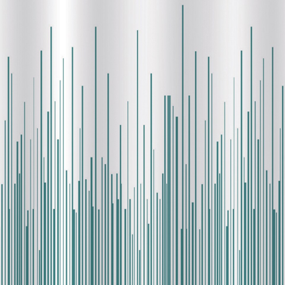 image 1 of Showerdrape City White & Teal Shower Curtain | Blue | Teal | 1