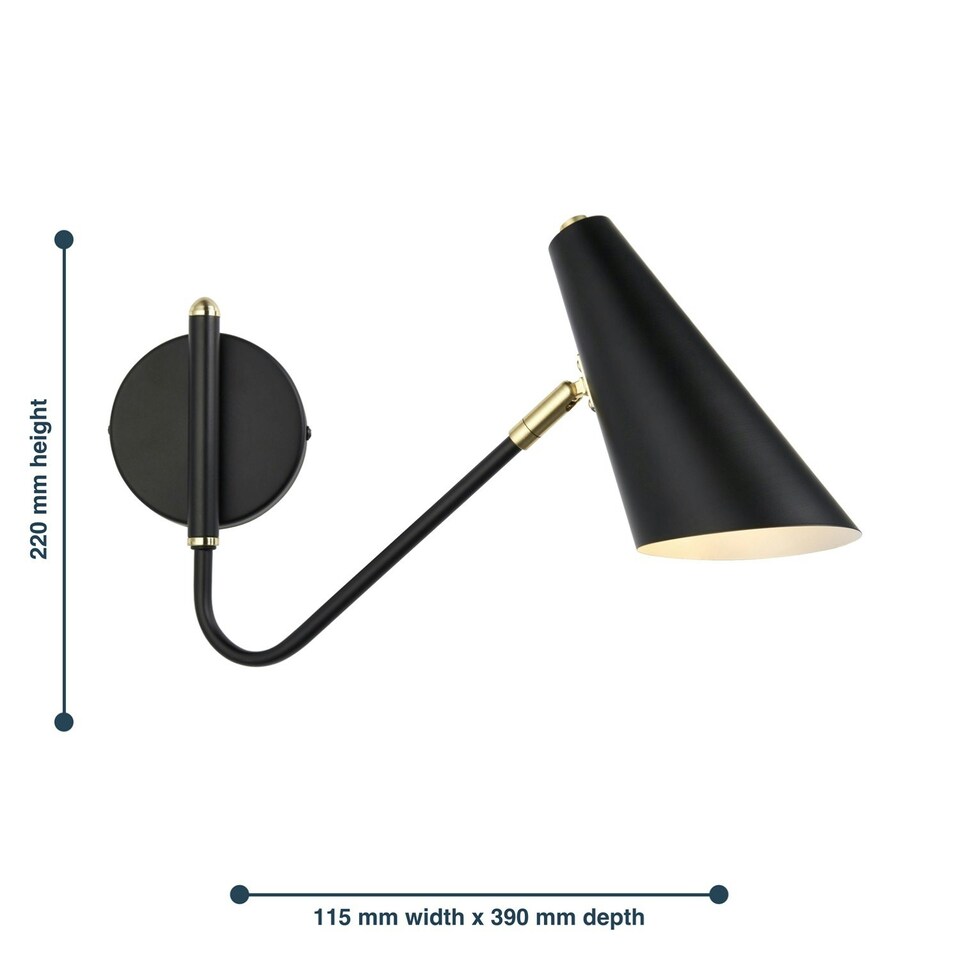 image 1 of First Choice Lighting Set of 2 Dakotta Matt Black & Brushed Gold Adjustable Wall Lamps Black | Bronze