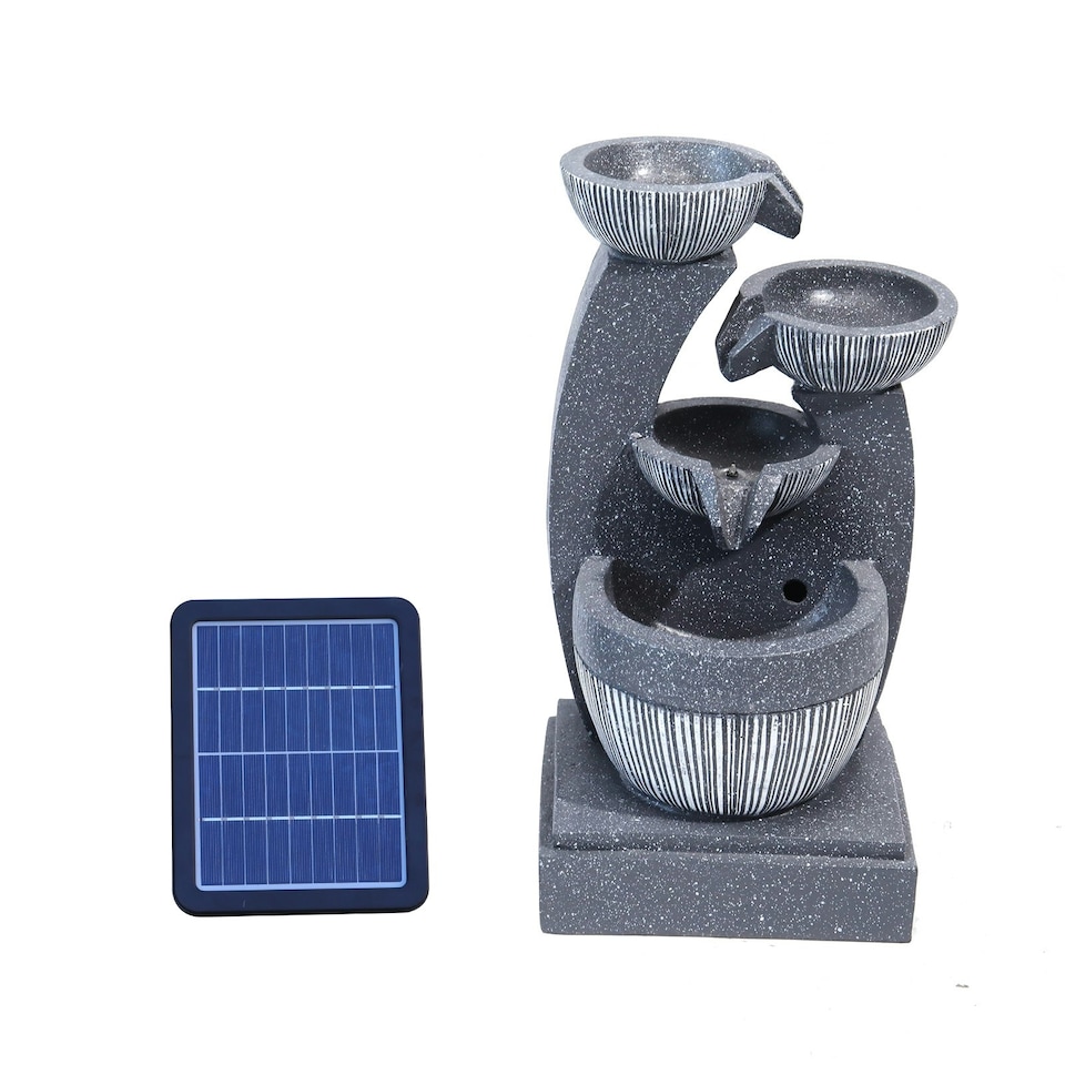 image 1 of Living and Home Water Fountain Rockery 4-Tier Bowls Solar Powered