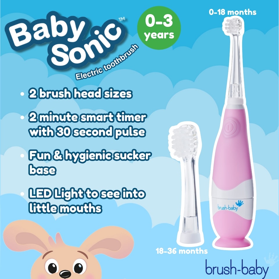 image 1 of Brush Baby BabySonicÂ® Pink Electric Toothbrush for Toddlers