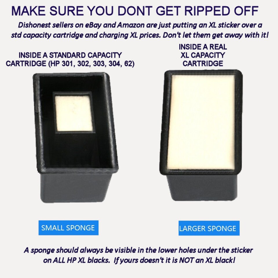 image 1 of Refilled HP 62XL Black Ink Cartridge - Replaces HP 62XL Black