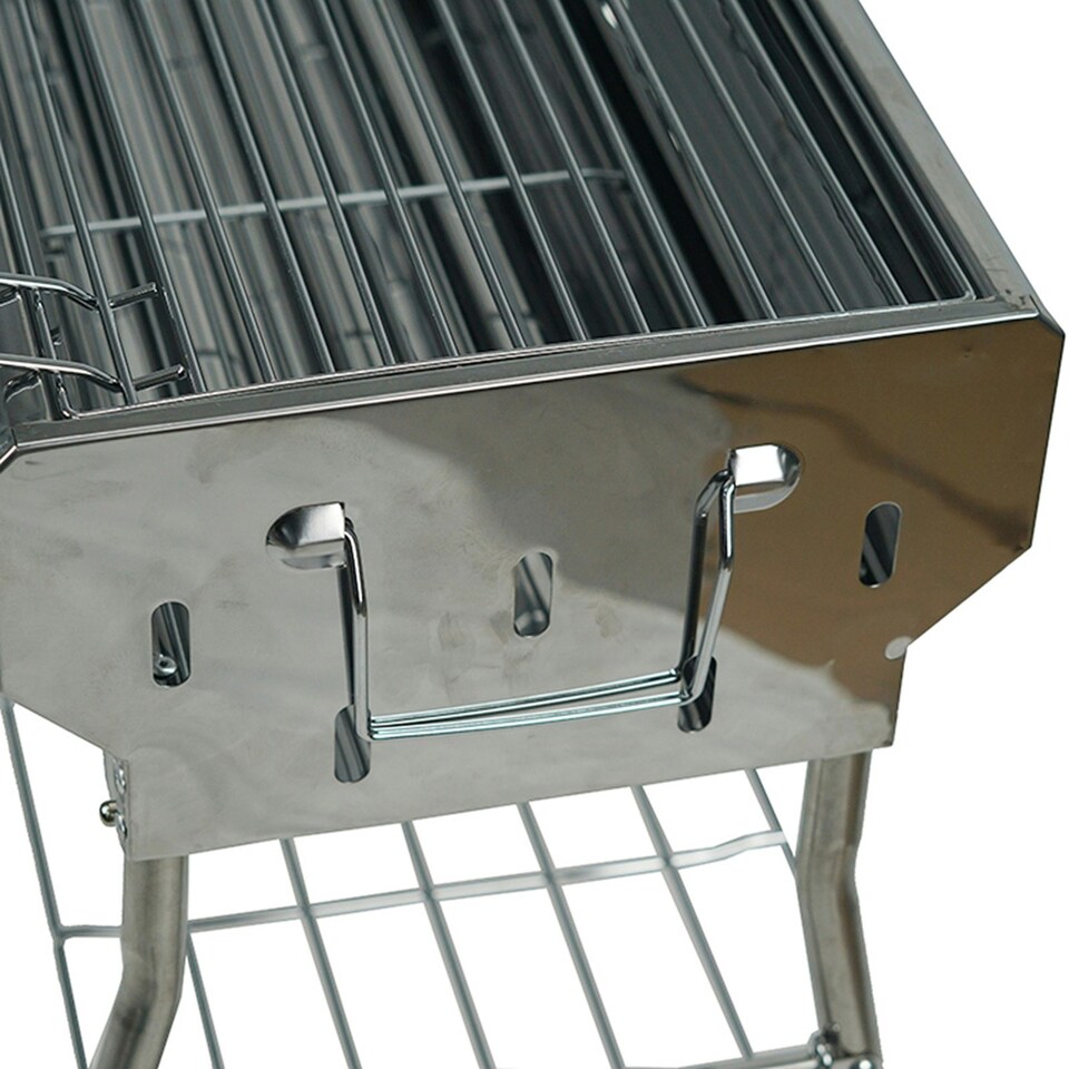 image 1 of Portable BBQ Charcoal Barbecue Grill Folding Stainless Steel Stove Garden Picnic