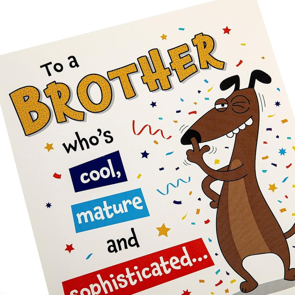 image 1 of Dog Illustration Pop Up Design Funny Brother Birthday Card
