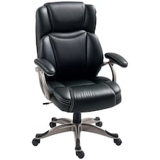 HOMCOM Tilting Executive Office Chair, PU Leather Desk Chair, Black 