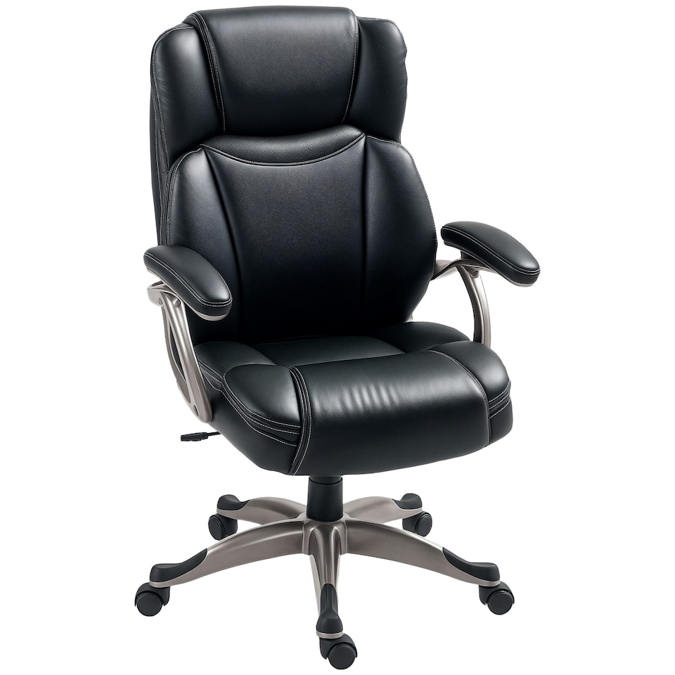 image 1 of HOMCOM Tilting Executive Office Chair, PU Leather Desk Chair, Black