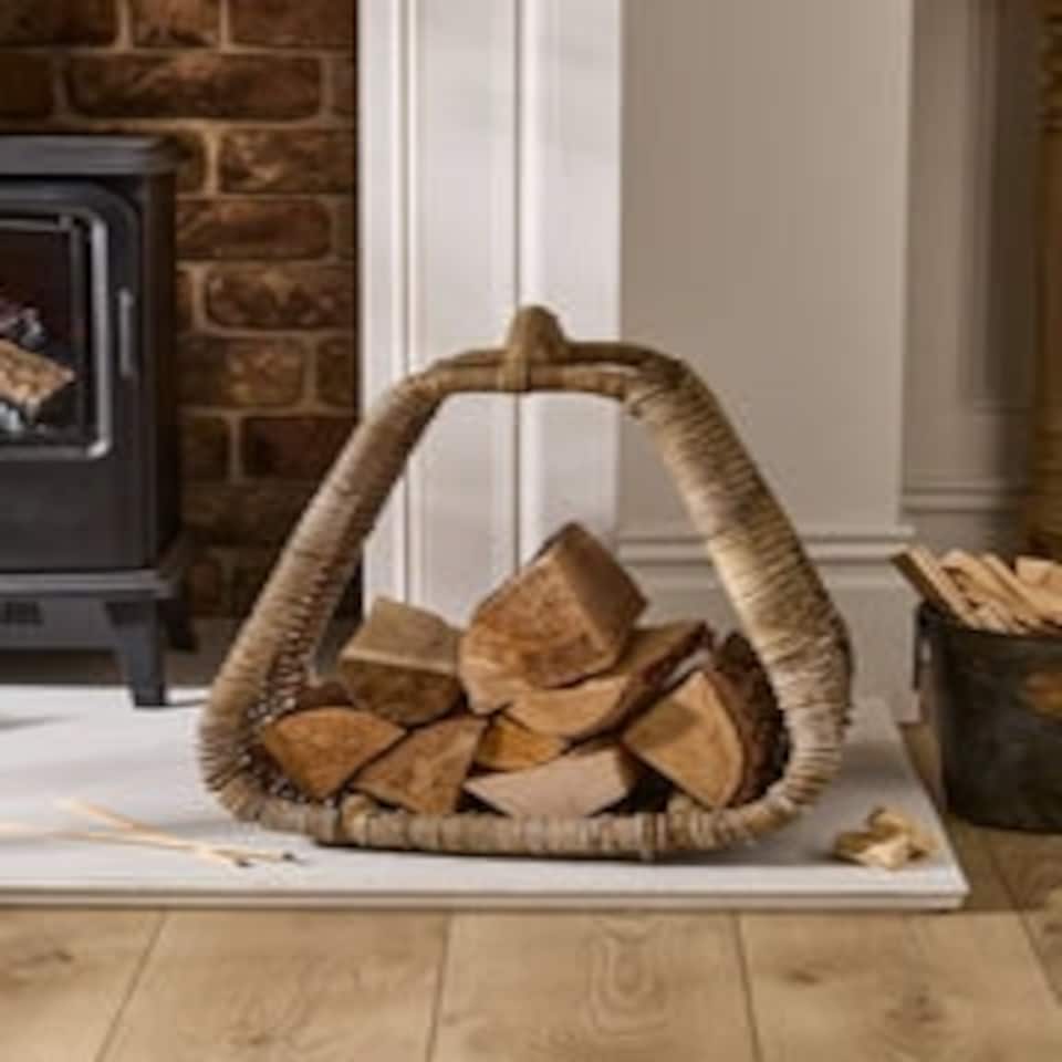 image 1 of  Open Log Basket with Handle N/A