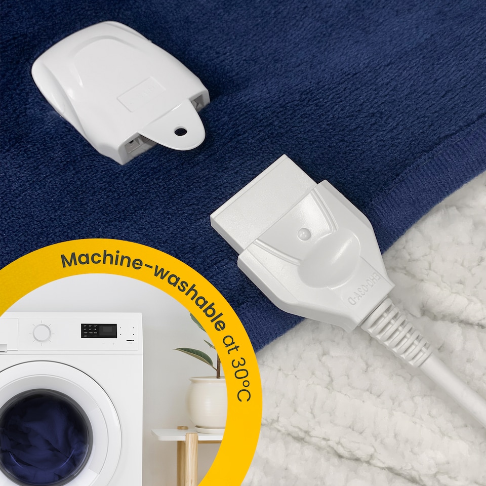 image 1 of Cosi Home Fleece & Sherpa Electric Heated Throw - Navy