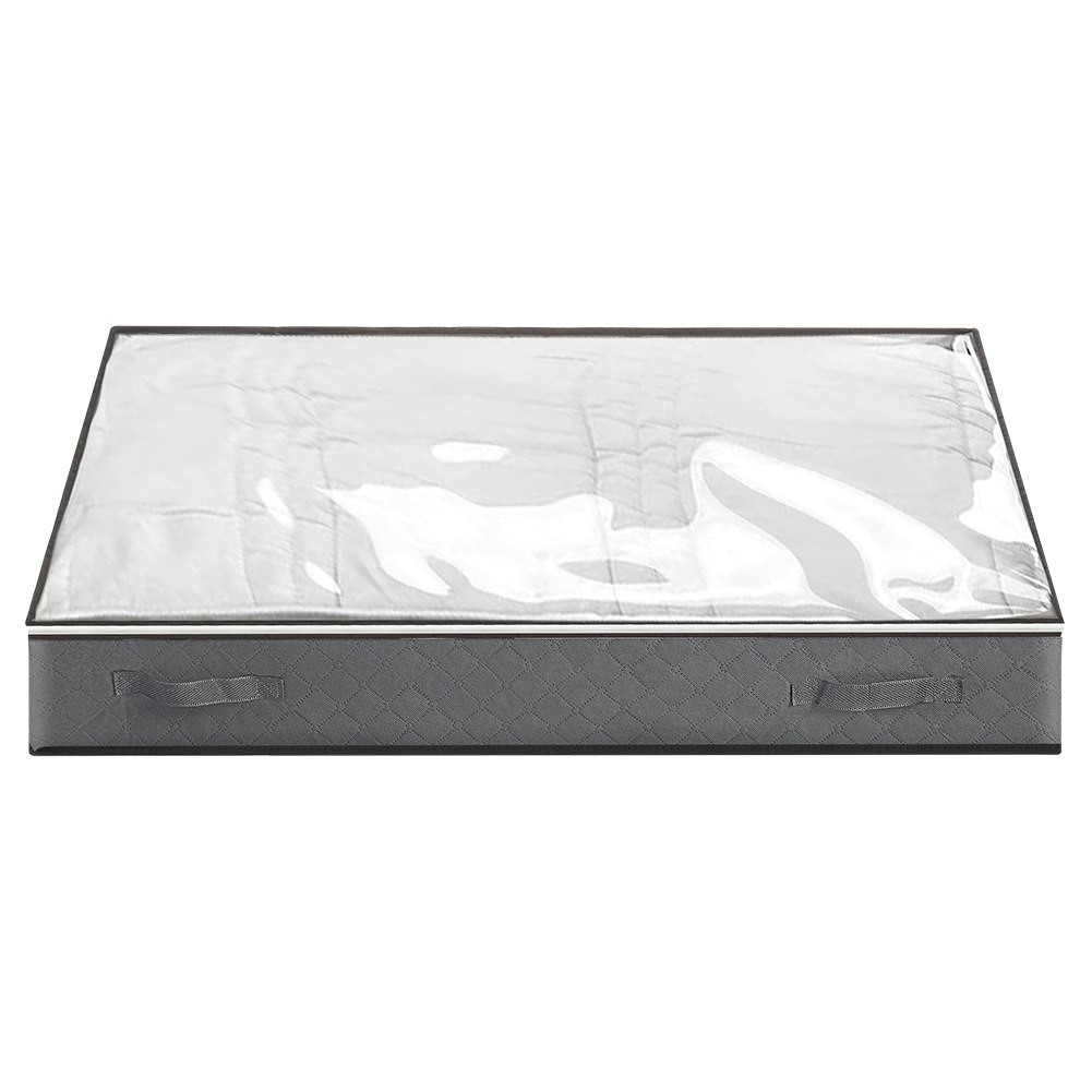 Living and Home Underbed Fabric Storage Organizer for Quilts & Cloth, Dark Grey | Grey