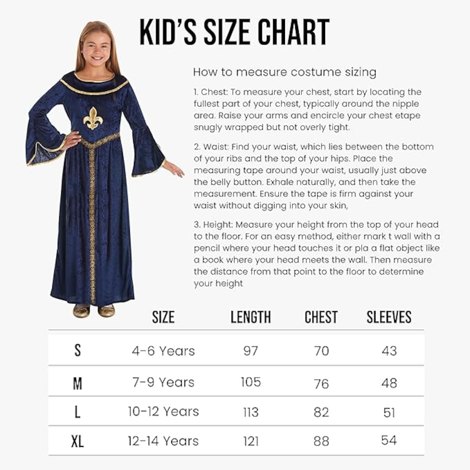 image 1 of Blue Tudor Girls Historical Medieval World Book Day Kid Fancy Dress Costume Chil(12-14 Years)