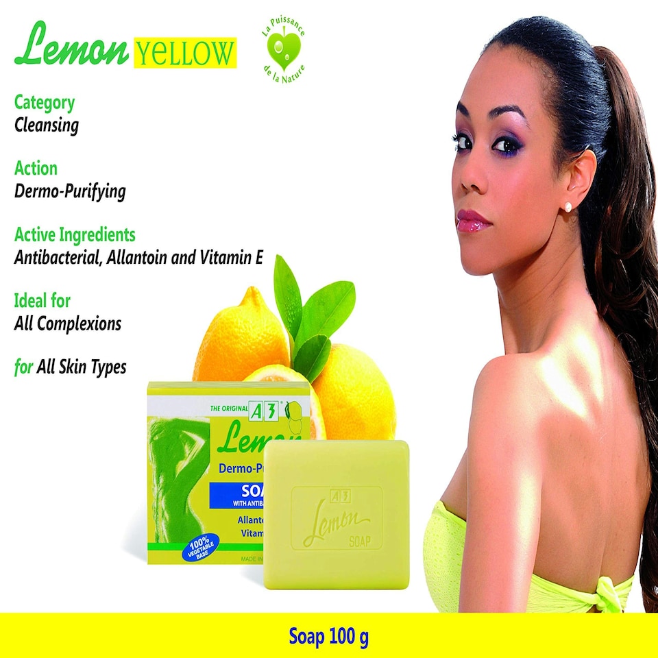 image 1 of A3 Lemon Dermo Purifying Soap with Anti-Bacterial Allantoin & Vitamin E