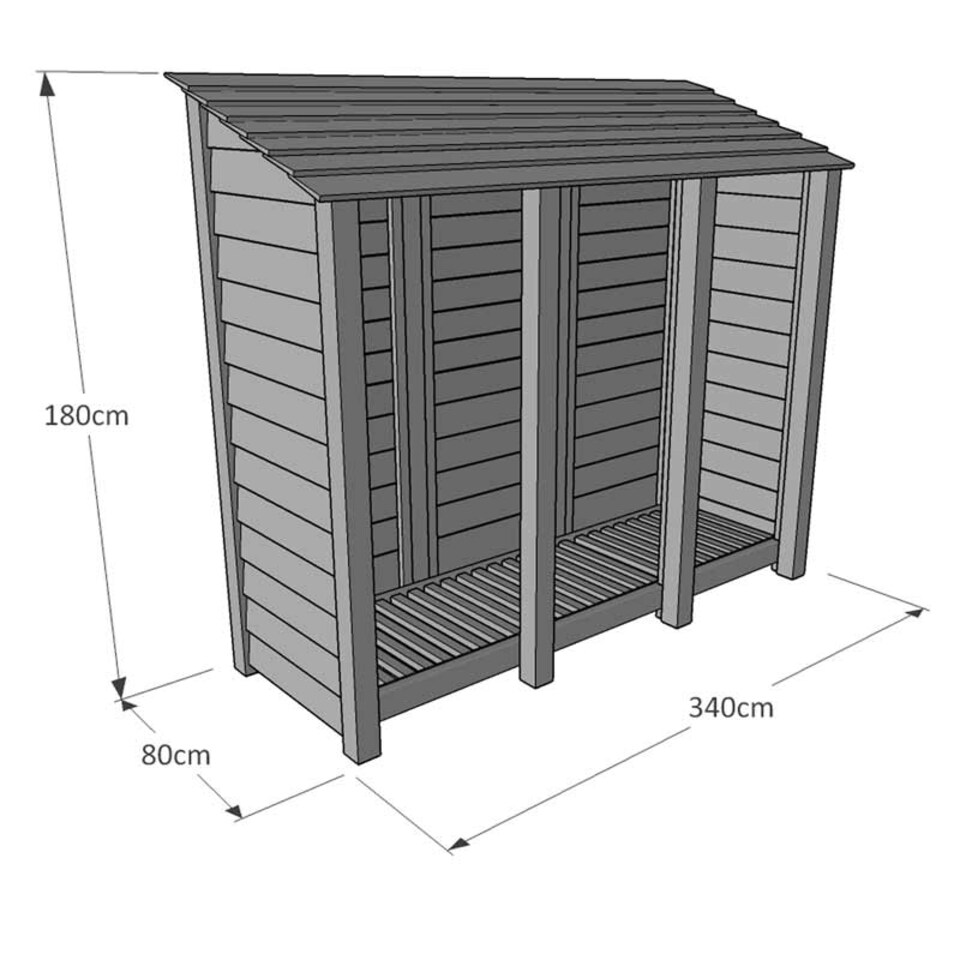image 1 of Empingham 6ft Log Store with Doors and Kindling Shelf - L80 x W340 x H181 cm - Light Green