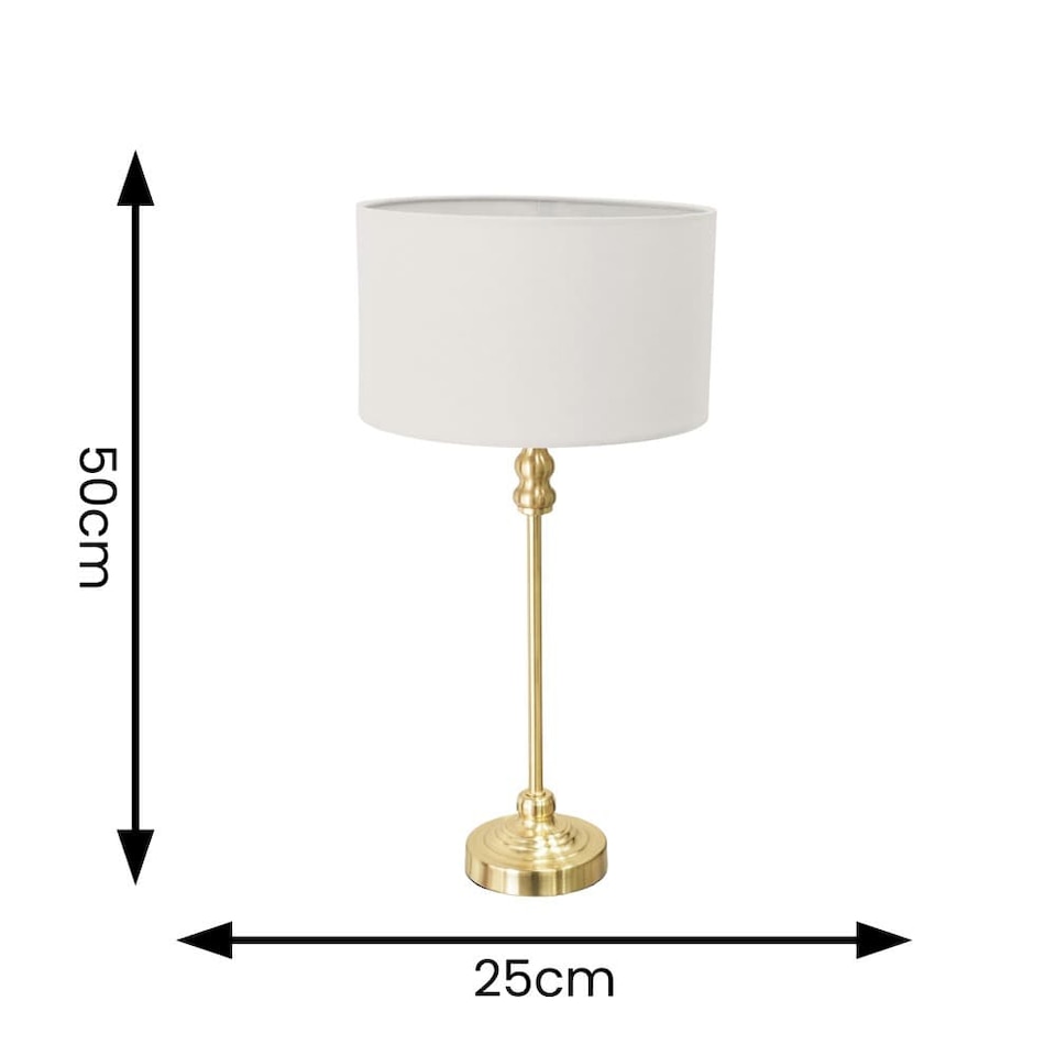 image 1 of ValueLights Maggie Gold Candlestick Table Lamp Grey Shade | Gold