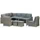 image 1 of Outsunny 10-Seater Sofa Sectional w/ Cushioned Seat, Footstools and Glass Table