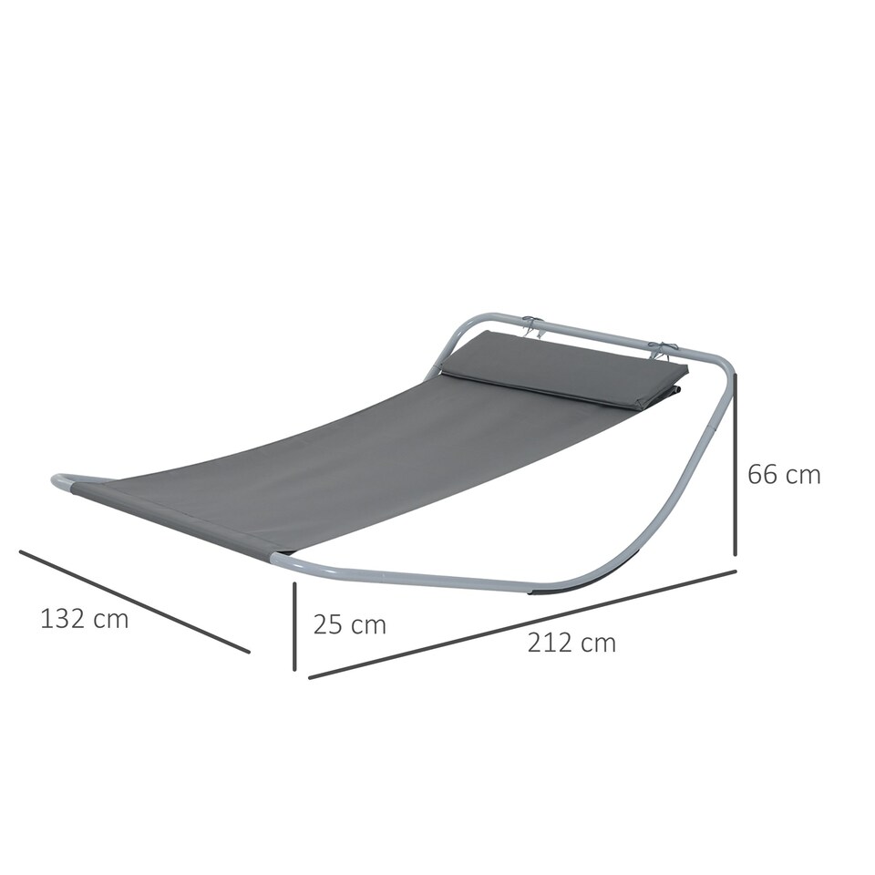 image 1 of Outsunny Single Texteline Outdoor Hammock Bed Patio Sun Lounger Grey