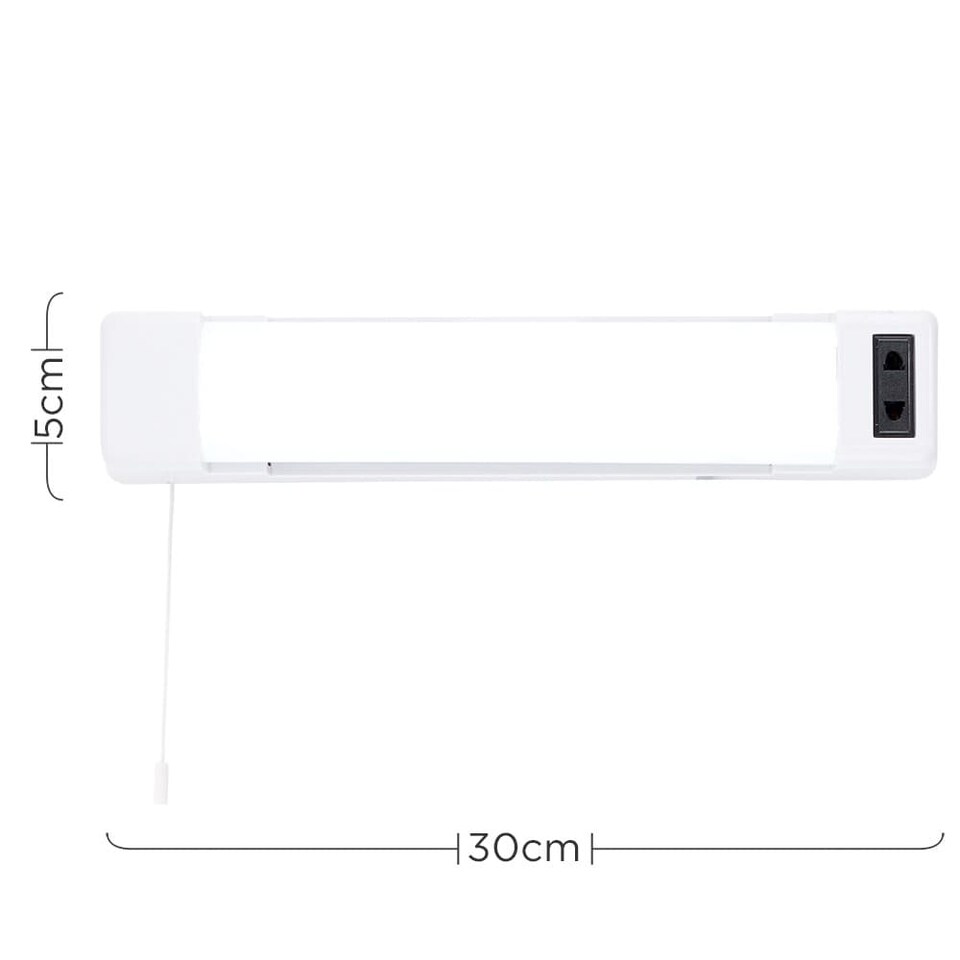 image 1 of ValueLights Horizon Matte White IP44 Rated Bathroom Shaver Pull Cord LED Wall Light | White